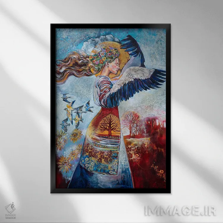 تابلو دکوراتیو سرود نوسازی اثر استر فرانچوک - نمای قابدار مشکی