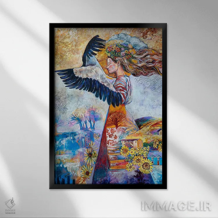 تابلو دکوراتیو بال های لطافت اثر استر فرانچوک - نمای قابدار مشکی