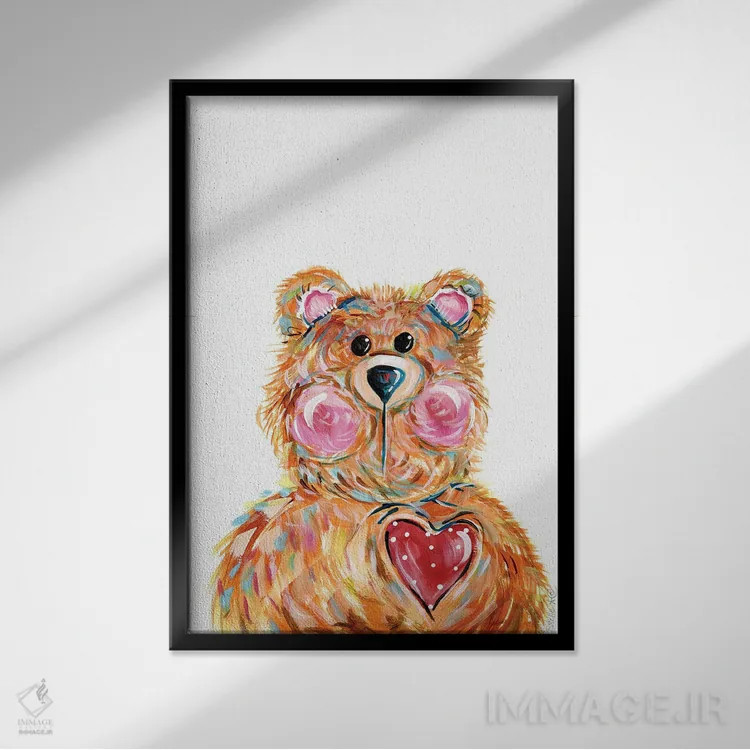 تابلو دکوراتیو خرس شکری اثر استل گرنگس - نمای قابدار مشکی