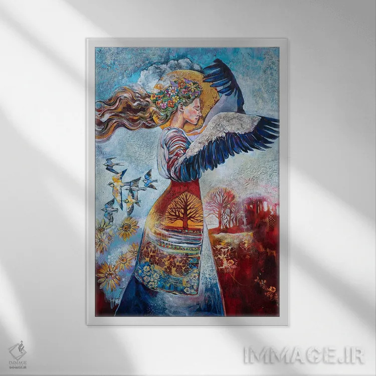 تابلو دکوراتیو سرود نوسازی اثر استر فرانچوک - نمای قابدار سفید