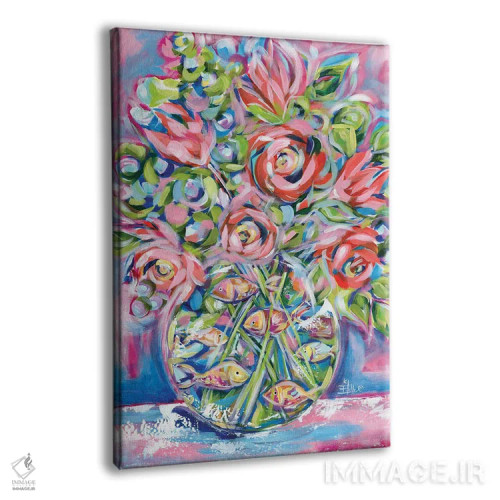 تابلو دکوراتیو گل ها و ماهی قرمز اثر استل گرنگس - نمای پرسپکتیو محصول