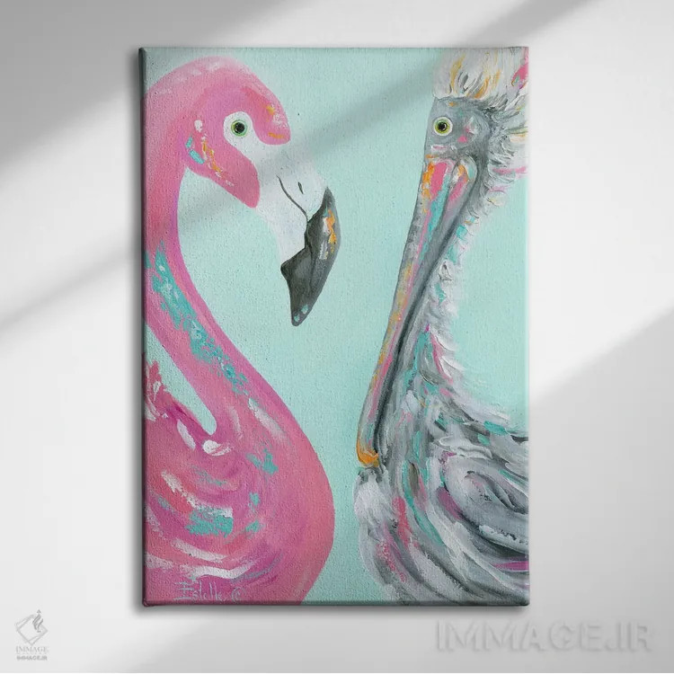 تابلو دکوراتیو جفت متفاوت اثر استل گرنگس - نمای روبهرو روی دیوار