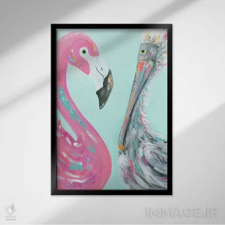 تابلو دکوراتیو جفت متفاوت اثر استل گرنگس - نمای قابدار مشکی