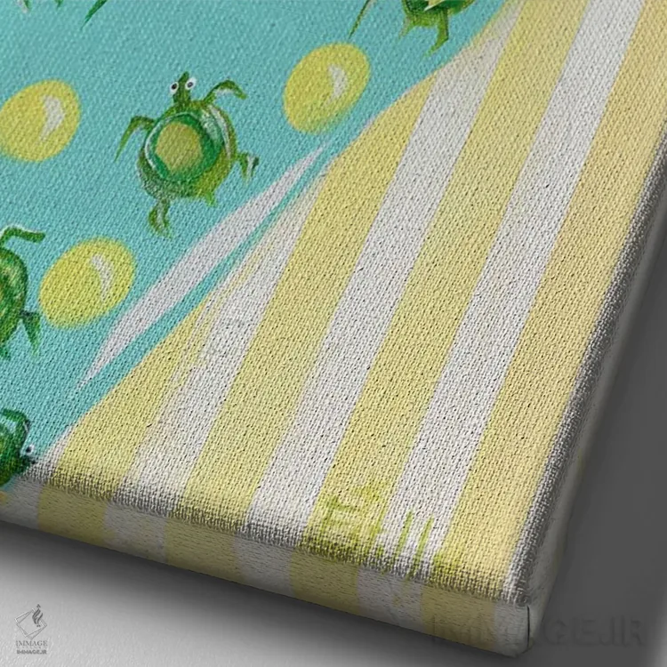 تابلو دکوراتیو مایوی سبز اثر استل گرنگس - نمای نزدیک بافت بوم