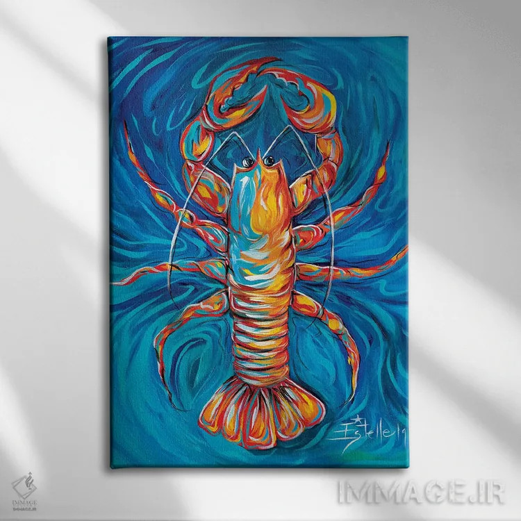 تابلو دکوراتیو خرچنگ پخته شده اثر استل گرنگس - نمای روبهرو روی دیوار