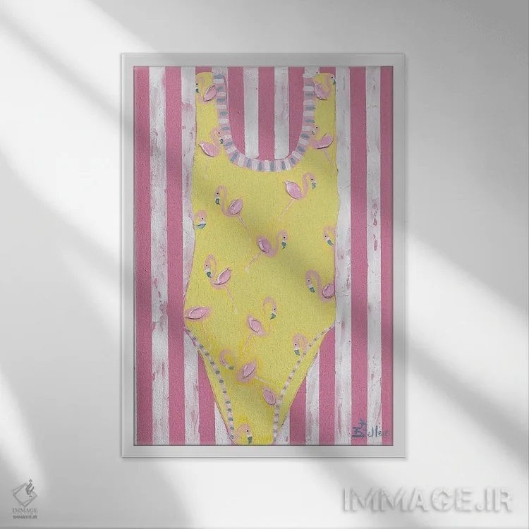 تابلو دکوراتیو مایو فلامینگو اثر استل گرنگس - نمای قابدار سفید