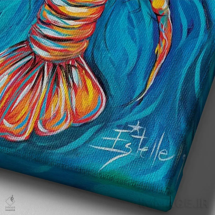 تابلو دکوراتیو خرچنگ پخته شده اثر استل گرنگس - نمای نزدیک بافت بوم