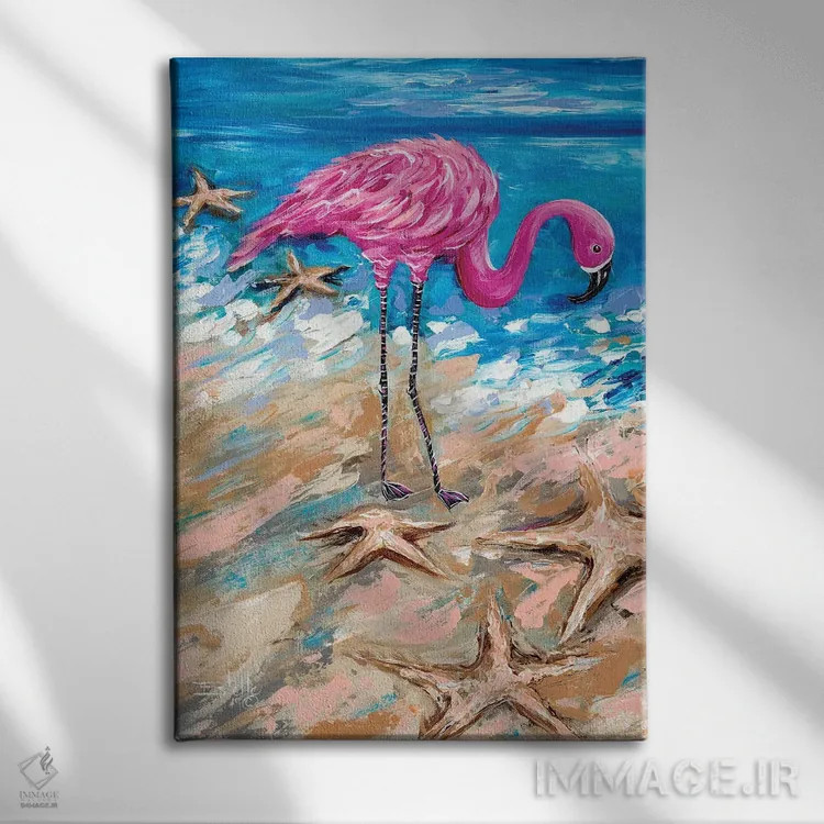 تابلو دکوراتیو فلامینگوی بونایر اثر استل گرنگس - نمای روبهرو روی دیوار