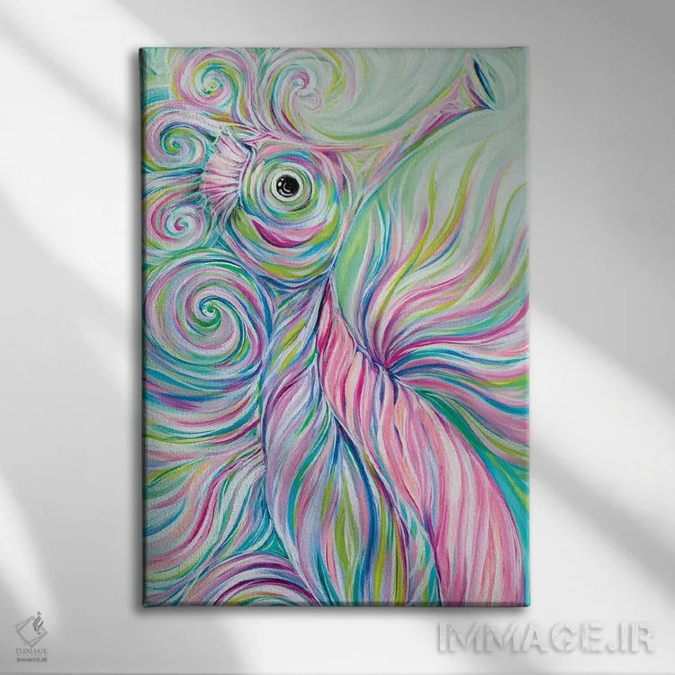 تابلو دکوراتیو اسب دریایی مارپیچ اثر استل گرنگس - نمای روبهرو روی دیوار