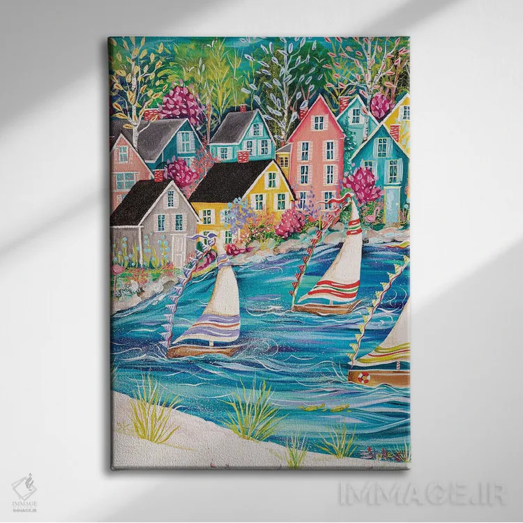 تابلو دکوراتیو زندگی ساحلی اثر استل گرنگس - نمای روبهرو روی دیوار