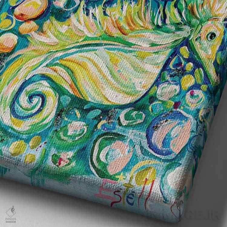 تابلو دکوراتیو صدف شناسی اثر استل گرنگس - نمای نزدیک بافت بوم