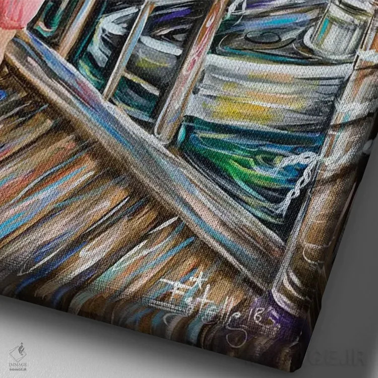 تابلو دکوراتیو صیادی روز اثر استل گرنگس - نمای نزدیک بافت بوم