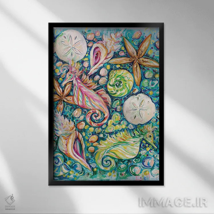 تابلو دکوراتیو صدف شناسی اثر استل گرنگس - نمای قابدار مشکی