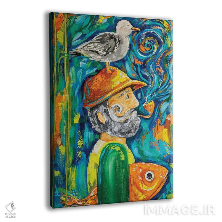 تابلو دکوراتیو پیر ماهیگیر شور اثر استل گرنگس - نمای پرسپکتیو محصول