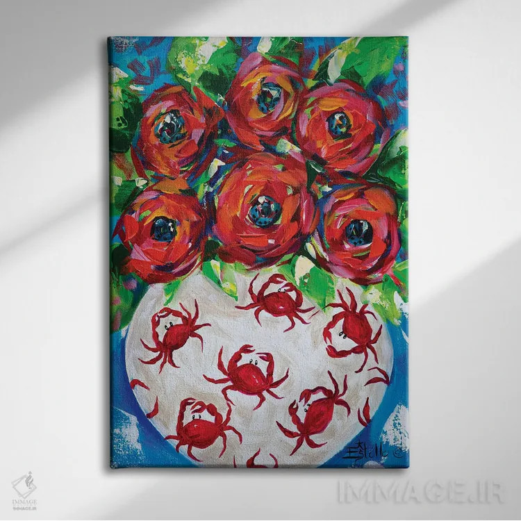 تابلو دکوراتیو شکوفه های خرچنگ ساحلی اثر استل گرنگس - نمای روبهرو روی دیوار