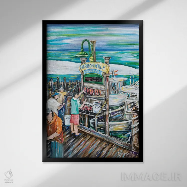 تابلو دکوراتیو صیادی روز اثر استل گرنگس - نمای قابدار مشکی