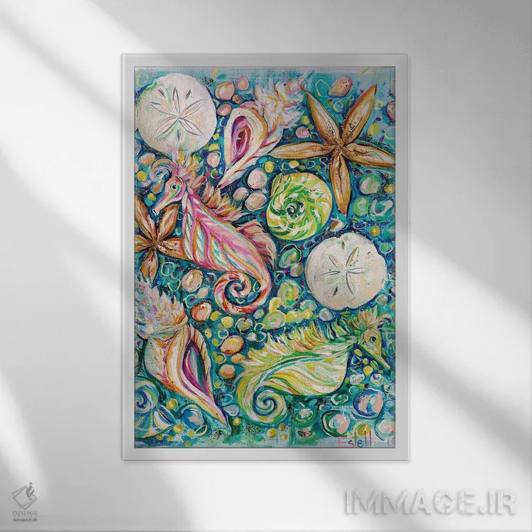 تابلو دکوراتیو صدف شناسی اثر استل گرنگس - نمای قابدار سفید