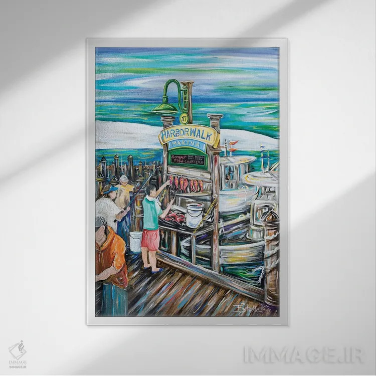 تابلو دکوراتیو صیادی روز اثر استل گرنگس - نمای قابدار سفید