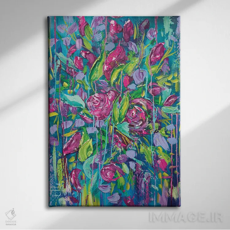 تابلو دکوراتیو باران بنفش اثر استل گرنگس - نمای روبهرو روی دیوار