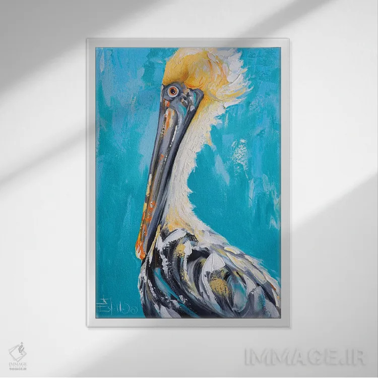 تابلو دکوراتیو پلیکان شیک پوش اثر استل گرنگس - نمای قابدار سفید