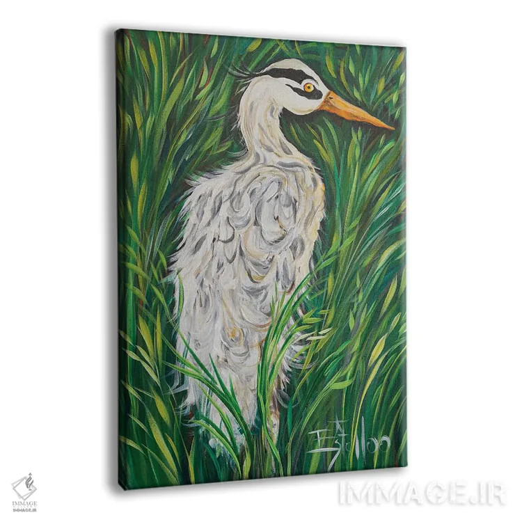 تابلو دکوراتیو حواصیل آبی اثر استل گرنگس - نمای پرسپکتیو محصول