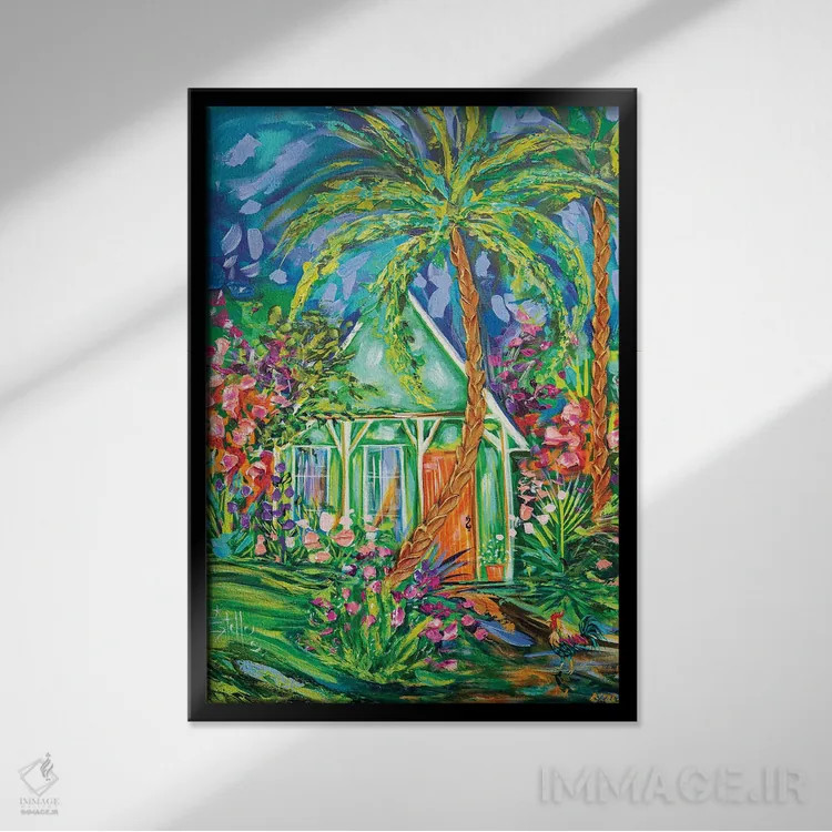 تابلو دکوراتیو خانه ی صدفی اثر استل گرنگس - نمای قابدار مشکی