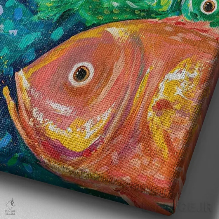 تابلو دکوراتیو قصه های ماهی ۲ اثر استل گرنگس - نمای نزدیک بافت بوم