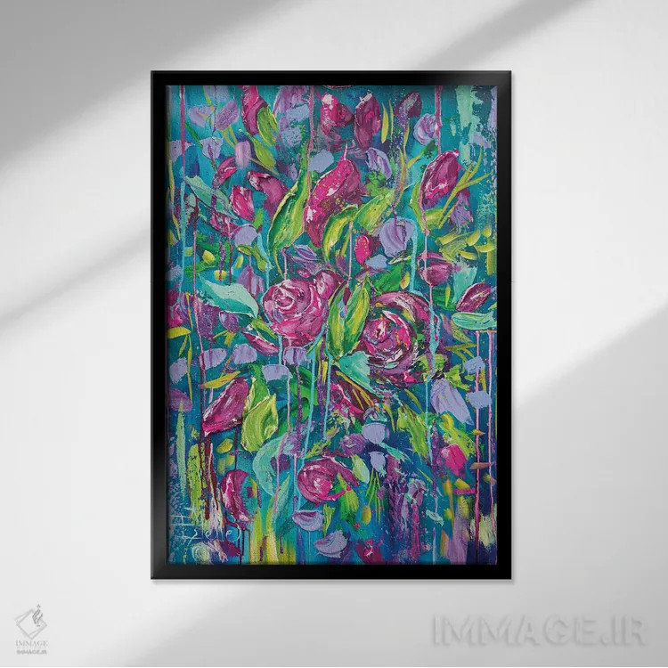 تابلو دکوراتیو باران بنفش اثر استل گرنگس - نمای قابدار مشکی