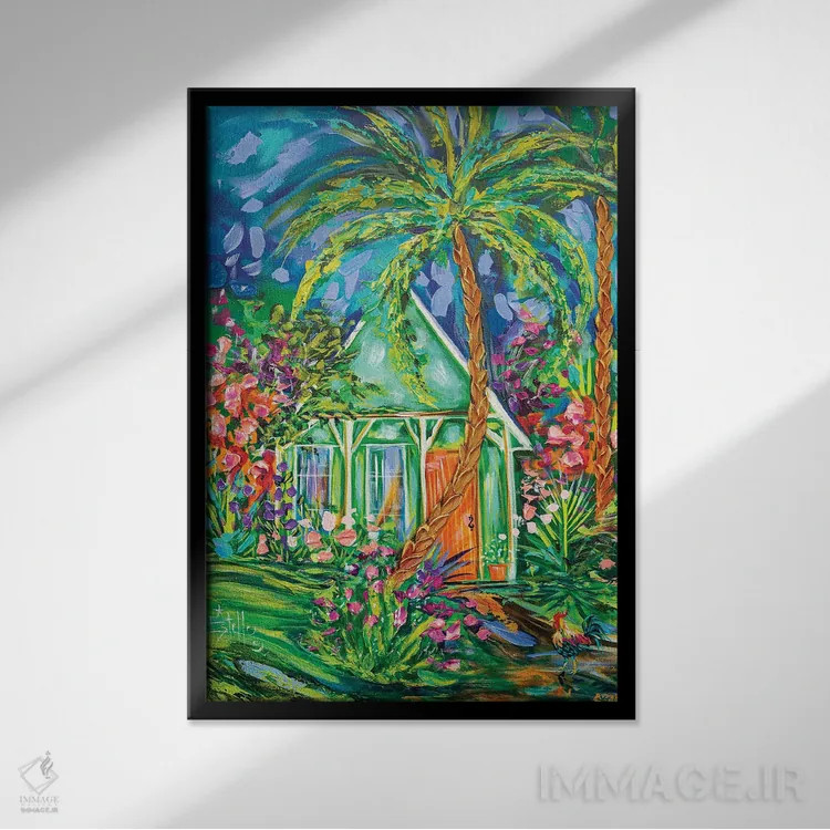 تابلو دکوراتیو آغل خانه ی صدفی اثر استل گرنگس - نمای قابدار مشکی