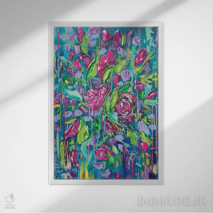 تابلو دکوراتیو باران بنفش اثر استل گرنگس - نمای قابدار سفید