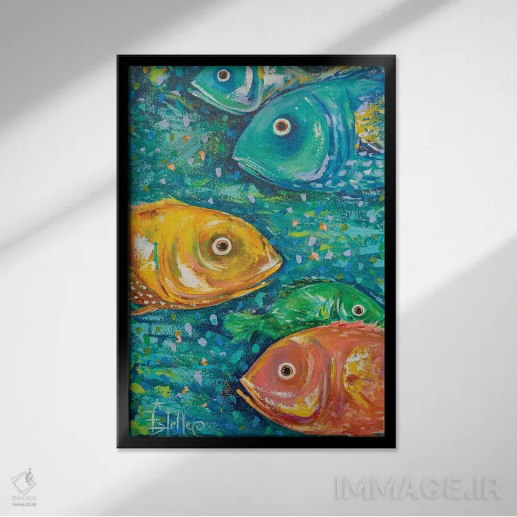 تابلو دکوراتیو قصه های ماهی ۲ اثر استل گرنگس - نمای قابدار مشکی