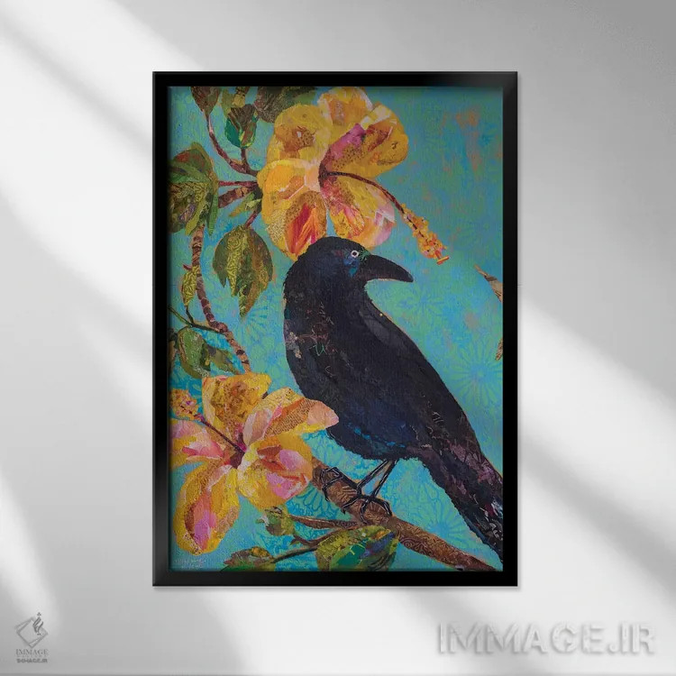 تابلو دکوراتیو پرنده هاوایی ۱ اثر الیزابت سن هیلر - نمای قابدار مشکی