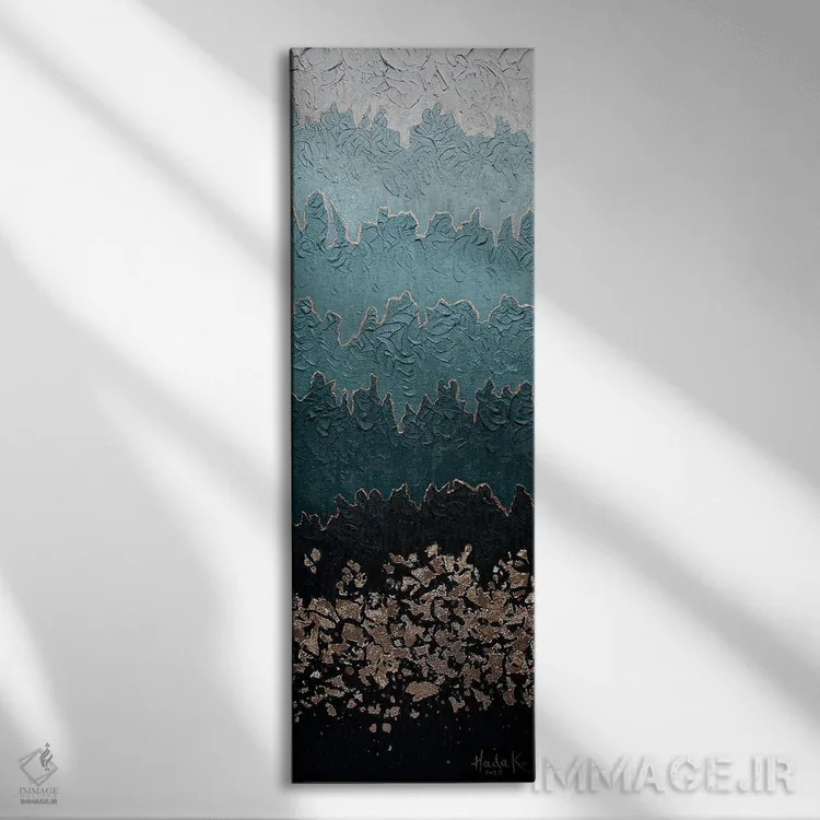 تابلو انتزاعی مه آلود اثر ندا خطیب - نمای روبهرو روی دیوار