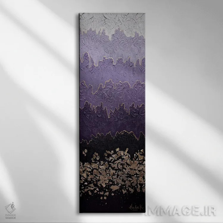 تابلو انتزاعی مه آلود اثر ندا خطیب - نمای روبهرو روی دیوار