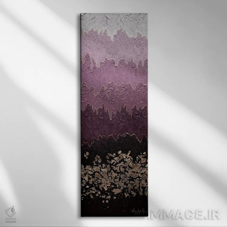 تابلو انتزاعی مه آلود اثر ندا خطیب - نمای روبهرو روی دیوار