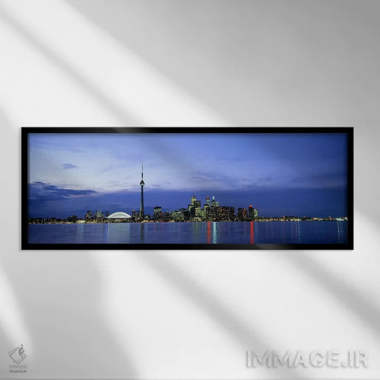 تابلو دکوراتیو Toronto, Ontario, Canada,خط افق مرکز شهر در شامگاه، تور… اثر پانورامیک ایمجز - نمای قابدار مشکی