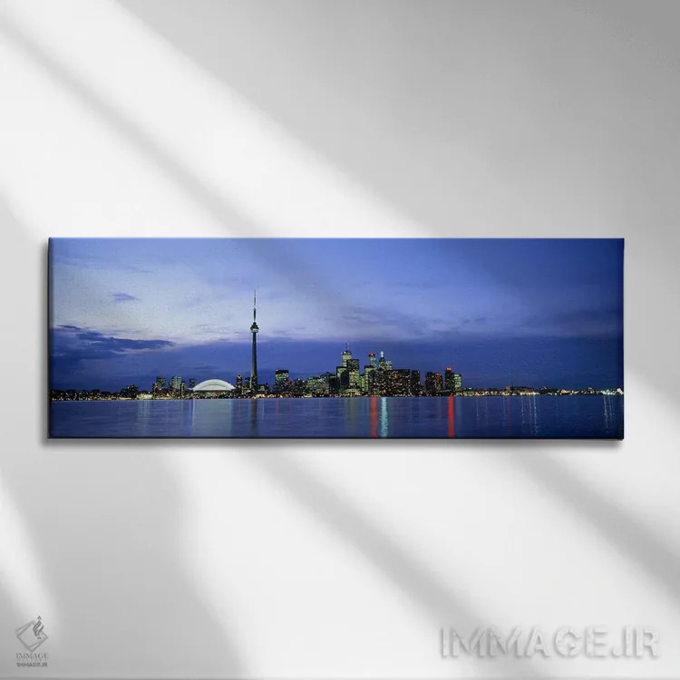 تابلو دکوراتیو Toronto, Ontario, Canada,خط افق مرکز شهر در شامگاه، تور… اثر پانورامیک ایمجز - نمای روبهرو روی دیوار