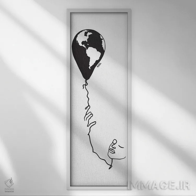 تابلو مینیمال روی زمین پرواز کن اثر نینهول - نمای قابدار سفید