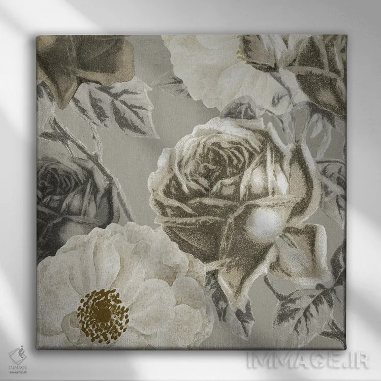 تابلو دکوراتیو مربع گلدار اثر کیمبرلی آلن - نمای روبهرو روی دیوار