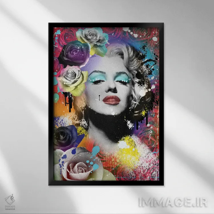 تابلو دکوراتیو مرلین مونرو اثر فرانک آموروسو - نمای قابدار مشکی