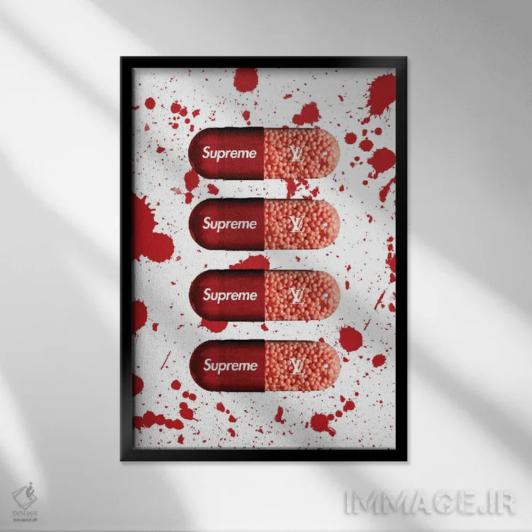 تابلو دکوراتیو قرص سوپریم اثر فرانک آموروسو - نمای قابدار مشکی