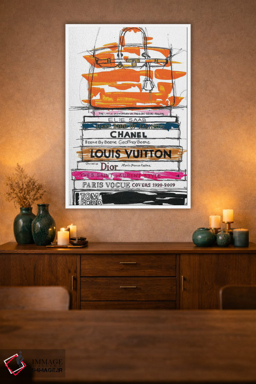 تابلو دکوراتیو کیف برکین و کتاب های مد اثر فرانک باندا - D1W