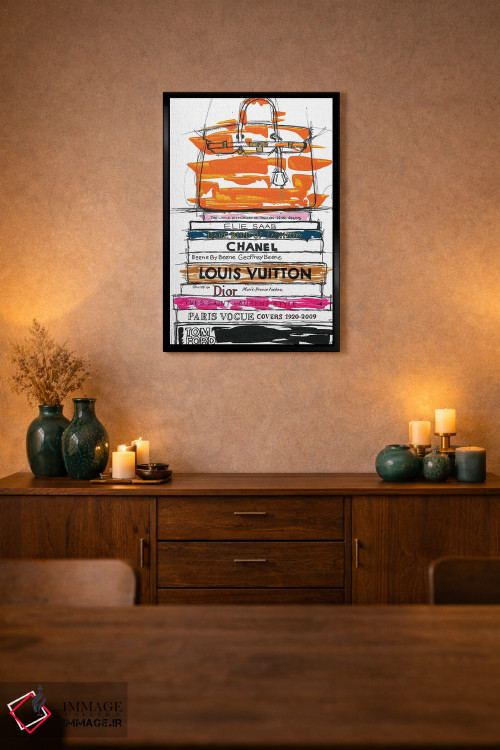 تابلو دکوراتیو کیف برکین و کتاب های مد اثر فرانک باندا - D2B