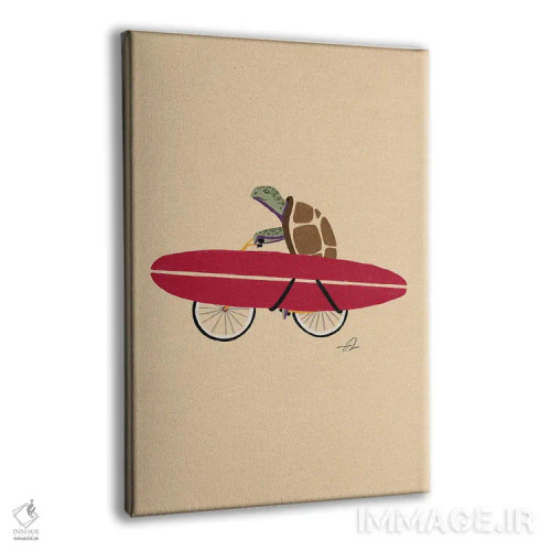 تابلو دکوراتیو لاک پشت دوچرخه سوار اثر فابیان لاواتر - نمای پرسپکتیو محصول