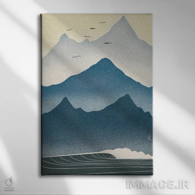 تابلو مینیمال صبح های آبی اثر فابیان لاواتر - نمای روبهرو روی دیوار