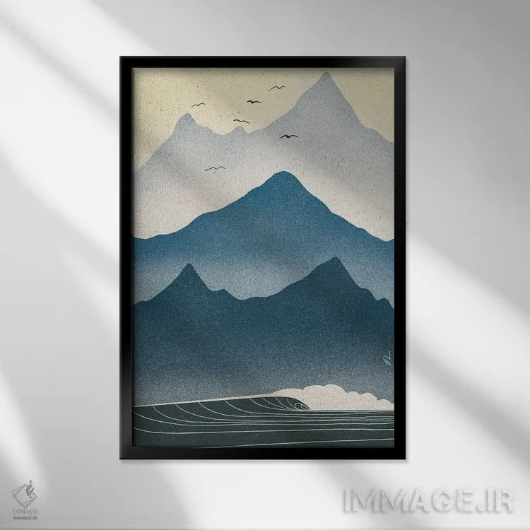 تابلو مینیمال صبح های آبی اثر فابیان لاواتر - نمای قابدار مشکی