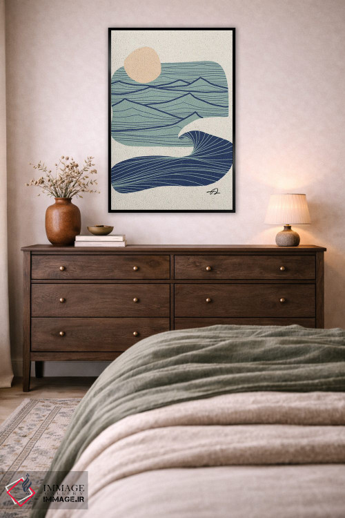 تابلو مینیمال خطوط اقیانوس و کوهستان اثر فابیان لاواتر - D3B