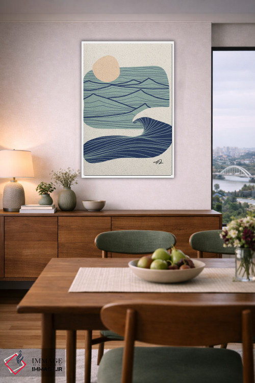 تابلو مینیمال خطوط اقیانوس و کوهستان اثر فابیان لاواتر - D5W