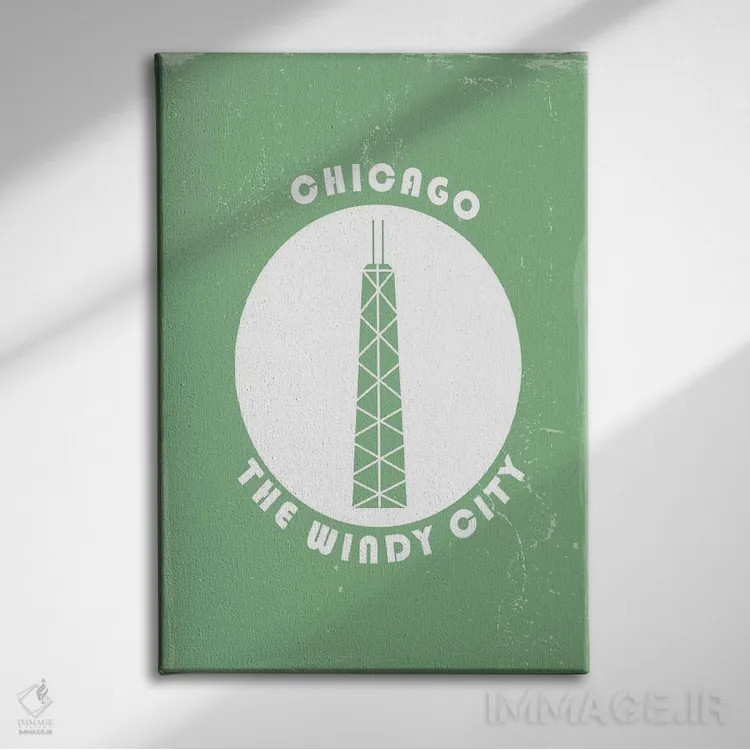 تابلو مینیمال شیکاگو، دایره ای اثر فلای گرافیکس - نمای روبهرو روی دیوار