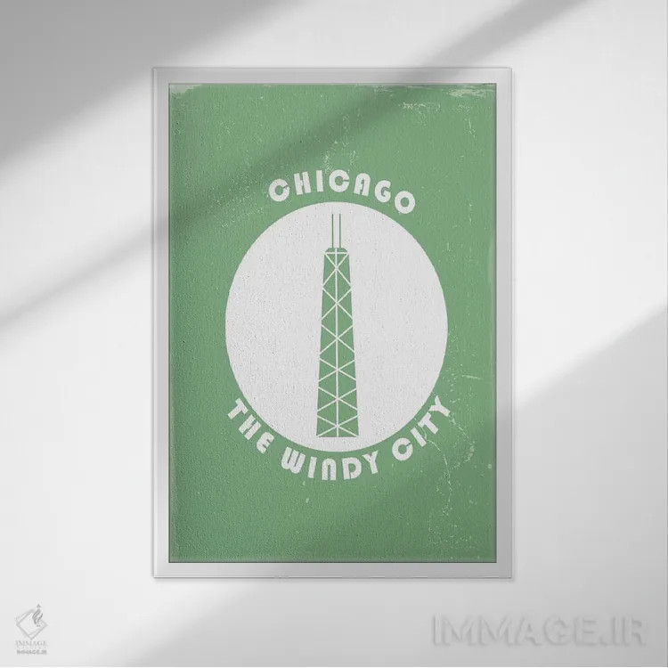 تابلو مینیمال شیکاگو، دایره ای اثر فلای گرافیکس - نمای قابدار سفید